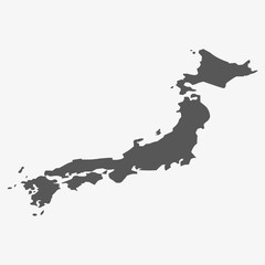 Japan map in gray on a white background