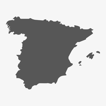 Spain map in gray on a white background