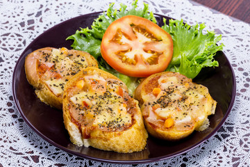 Pizza with bread for lunch