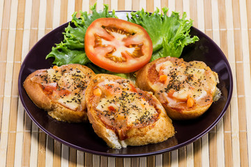 Pizza with bread for lunch