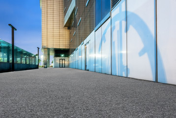 city empty traffic road with cityscape in background