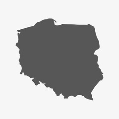 Poland map in gray on a white background