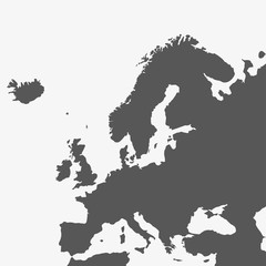 Europe map in gray on a white background