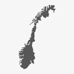 Norway map in gray on a white background