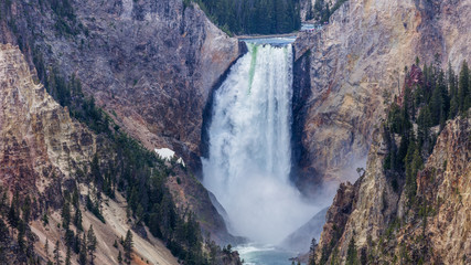 Fototapeta na wymiar The Lower Falls at the Grand Canyon of the Yellowstone seen from Artist Point. Yellowstone National Park, Wyoming