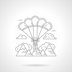 Skydiving in mountains detailed line vector icon