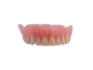 plastic teeth on isolate white background. (clipping path)