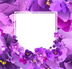 Violet floral frame for greeting card