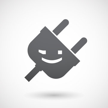 Isolated male plug with  a wink text face emoticon