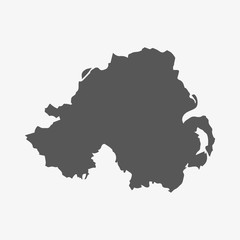 Northern Ireland map in gray on a white background