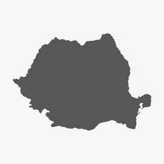 Romania map in gray on a white background - obrazy, fototapety, plakaty