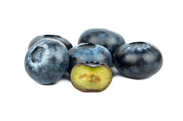 Fresh blueberries and half