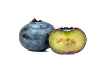 Fresh blueberries and half