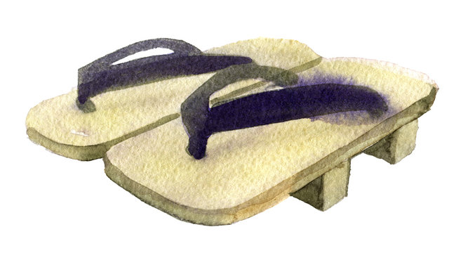 watercolor sketch of geta on white background