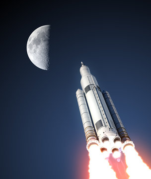 Space Launch System And Moon