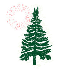 Vector evergreen silhouette of pine and fir tree, conifer tree, nature design element.