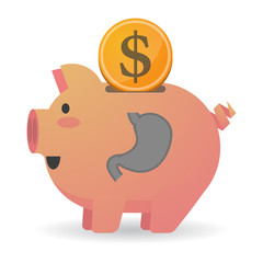 Isolated  piggy bank icin with  a healthy human stomach icon