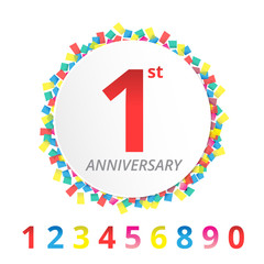 label over confetti. Vector holiday anniversary