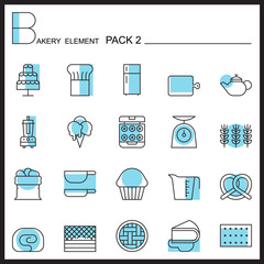 Bakery line icons set.Color icons pack 2.Pictagram outline.