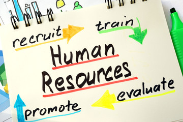 Sign Human resources on a page of notebook.
