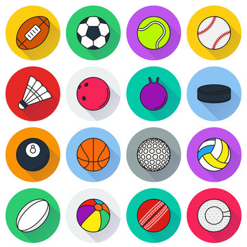 Sports Balls icon set on white background