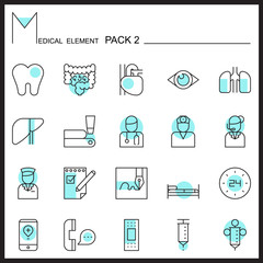 Medical line icons.Color outline icons pack 2.Pictogram set