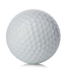 Golf ball close-up isolated on a white background.