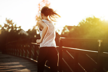 Beautiful scene of female jogger
