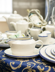 Set of dishes on table