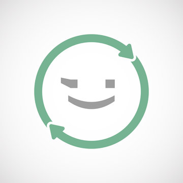 Isolated reuse icon with  a wink text face emoticon