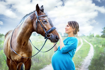pregnant woman with horse