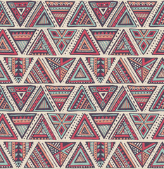 Vector seamless pattern with colorful hand drawn ethnic elements