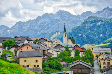 Fototapeta na wymiar Village of Guarda, Switzerland