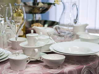 Set of dishes on table