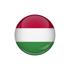 Obraz premium Flag of Hungary. A round button with a glare. Round Flag emblem.