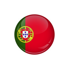 Flag of Portugal. A round button with a glare. Round Flag emblem.