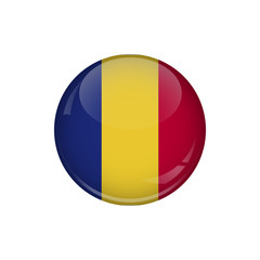 Fototapeta premium Flag of Romania. A round button with a glare. Round Flag emblem.