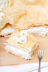 Delicious Polish cake with creme, called Karpatka