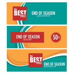 end of season, summer sale and discount banner template collecti