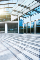 Low Angle View Of Stairs Leading Towards modern building