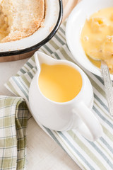 Custard a popular dessert sauce a perfect accompaniment with apple pie