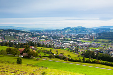 View from the mountains to the city of Lucerne