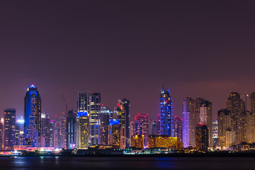 Fototapeta na wymiar Night cityscape of Dubai city, UAE