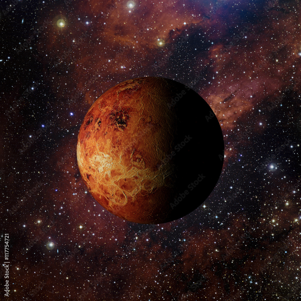 Wall mural solar system planet venus on nebula background 3d rendering. elements of this image furnished by nas