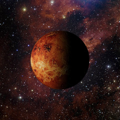 Fototapeta premium Solar system planet Venus on nebula background 3d rendering. Elements of this image furnished by NASA