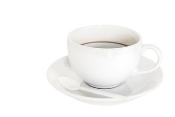 Coffee cup / Empty coffee cup with coffee stains on white background.