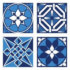Collection of Vintage Ornamental Patterns in tones of blue
