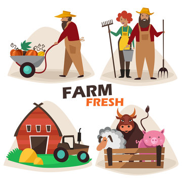 farm. collection. Cartoon. vector illustration