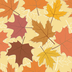Naklejka na ściany i meble Seamless background with colorful autumn leaves.