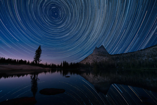  Star Trails Over Cathedral Lake, Yosemite